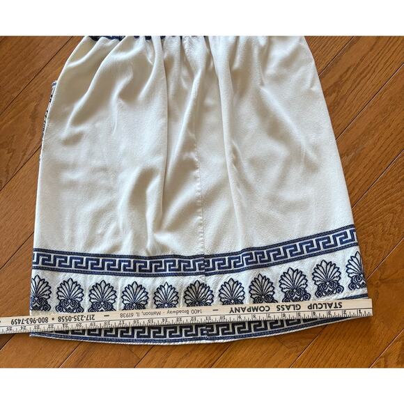 Bohemian Midi Skirt Women MED White Blue Embroidered Boho Hippie Beachy Gypsy - Picture 16 of 16